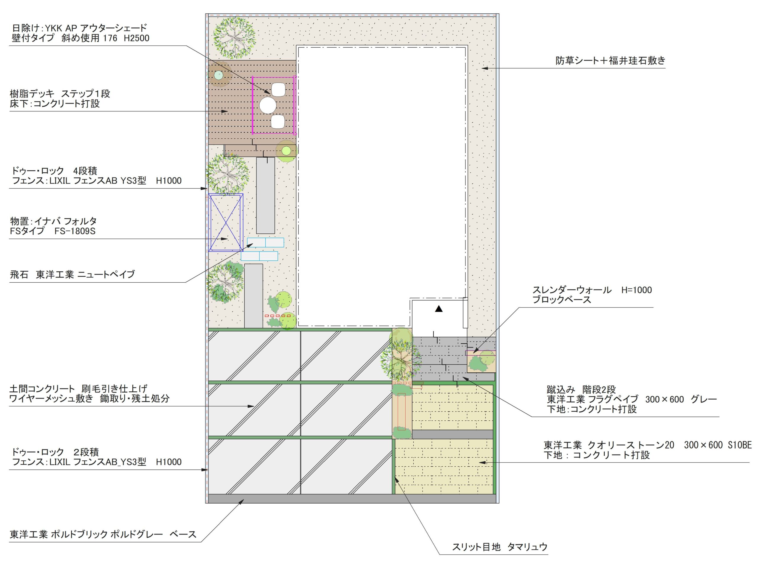 石川県エクテリアプラン　金沢市外構平面図　金沢市デザインプラン